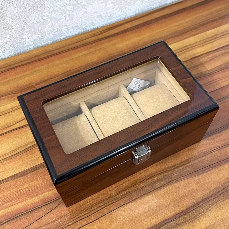 3 Slot Wooden Coffee Watch Organizer Box and Gift Case